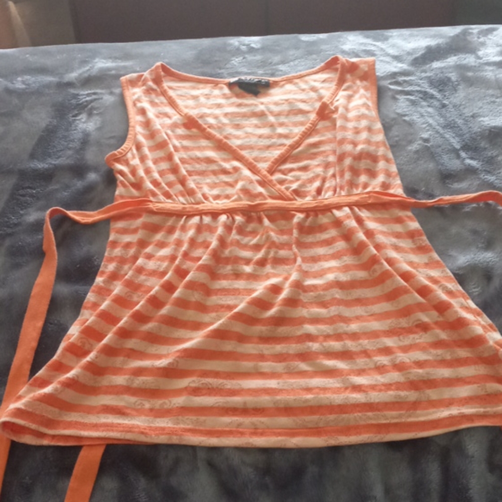 Self esteem orange and white patterned top